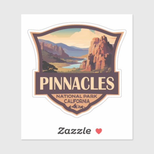 Pinnacles National Park Illustratie Reiskunst Sticker (Vel)