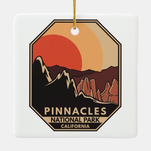 Pinnacles National Park Minimal Retro Emblem Keramisch Ornament (Achterkant)