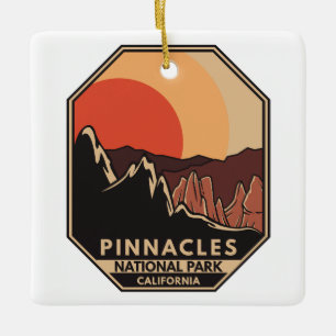 Pinnacles National Park Minimal Retro Emblem Keramisch Ornament