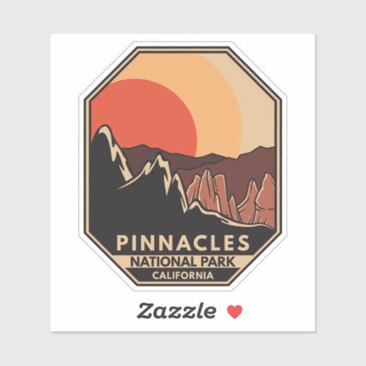 Pinnacles National Park Minimal Retro Emblem Sticker (Vel)