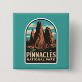 Pinnacles National Park Reizen Embleem Vierkante Button 5,1 Cm (Voorkant)
