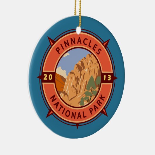 Pinnacles National Park Retro Compass Embleem Keramisch Ornament (Rechts)