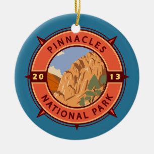 Pinnacles National Park Retro Compass Embleem Keramisch Ornament