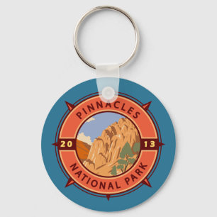 Pinnacles National Park Retro Compass Embleem Sleutelhanger