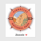 Pinnacles National Park Retro Compass Embleem Sticker (Vel)