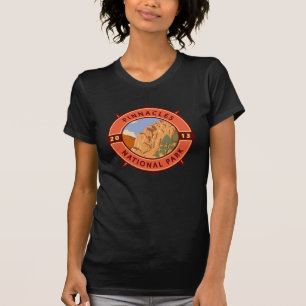 Pinnacles National Park Retro Compass Embleem T-shirt