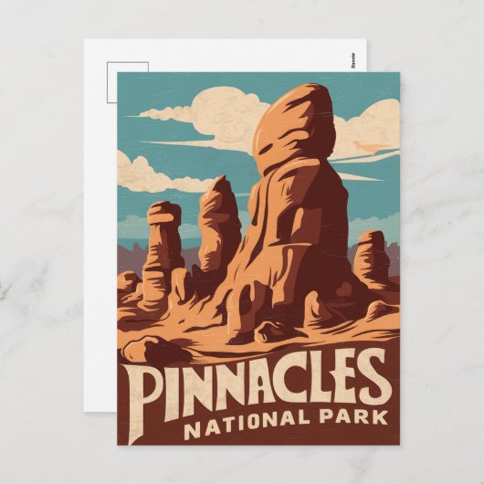 Pinnacles National Park Retro Reizen Kunst Feestdagenkaart (Voorkant / Achterkant)