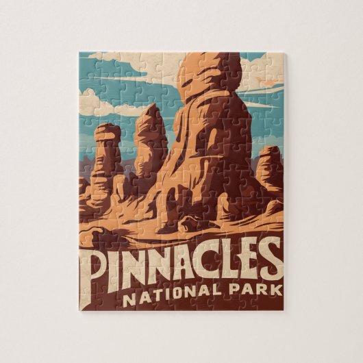 Pinnacles National Park Retro Reizen Kunst Legpuzzel (Verticaal)