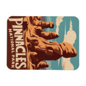 Pinnacles National Park Retro Reizen Kunst Magneet (Horizontaal)