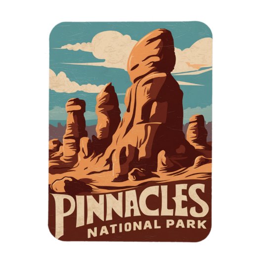 Pinnacles National Park Retro Reizen Kunst Magneet (Verticaal)