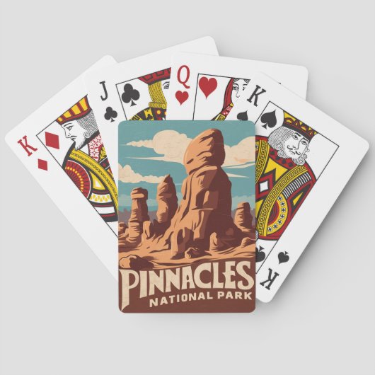 Pinnacles National Park Retro Reizen Kunst Pokerkaarten (Achterkant)