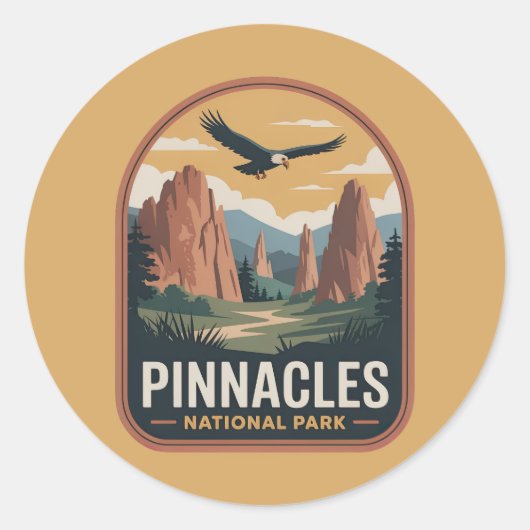 Pinnacles National Park Vintage Badge Ronde Sticker (Voorkant)