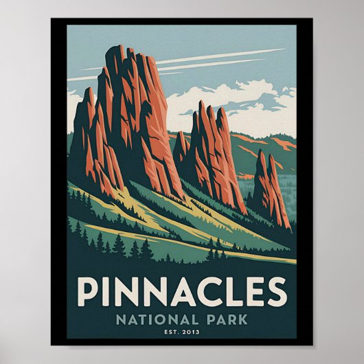 Pinnacles National Park Vintage Camping Hiking Men Poster (Voorkant)