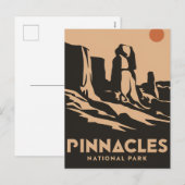 Pinnacles National Park Vintage Minimal Reis Kunst Feestdagenkaart (Voorkant / Achterkant)