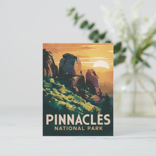 Pinnacles National Park Waterverf Illustratie Feestdagenkaart (Staand voorkant)