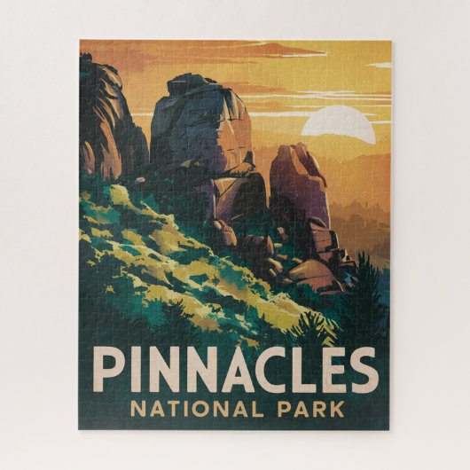 Pinnacles National Park Waterverf Illustratie Legpuzzel (Verticaal)