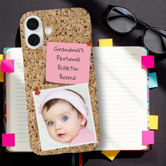 Pinned Pink Note op Cork Custom Photo Case-Mate iPhone Case