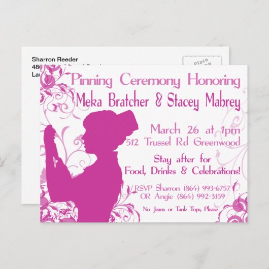 Pinning-ceremonie Uitnodiging Briefkaart (Voorkant / Achterkant)