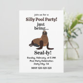 Pinnipeds Seal Funny Pool Party Kaart (Staand voorkant)