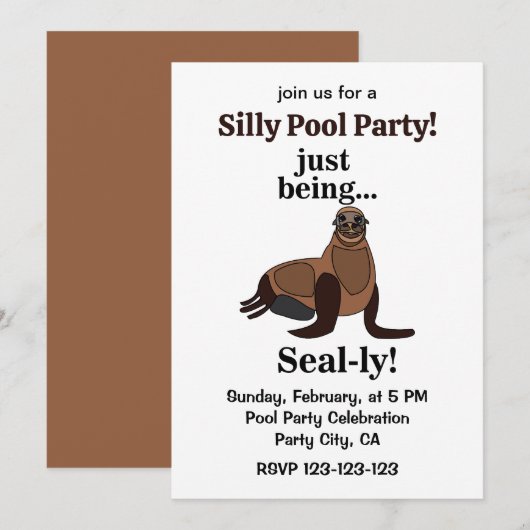Pinnipeds Seal Funny Pool Party Kaart (Voorkant / Achterkant)