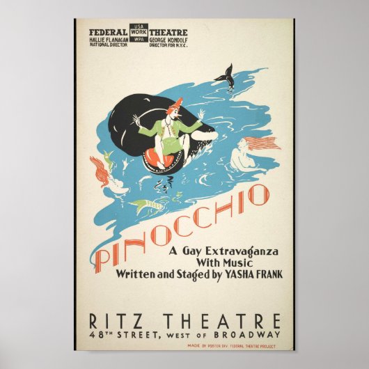 Pinocchio, Federal Theater, New York, 1930  Poster (Voorkant)