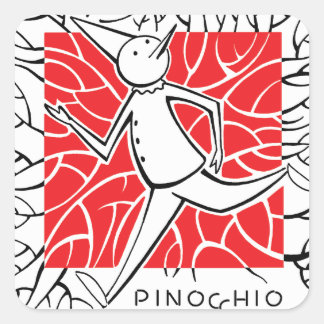 Pinocchio stikers vierkant sticker