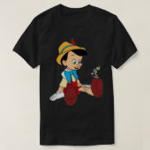 Pinochio en Talking Cricket Blue Sticker T-shirt (Design voorkant)