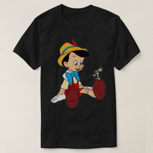 Pinochio en Talking Cricket Blue Sticker T-shirt (Design voorkant)