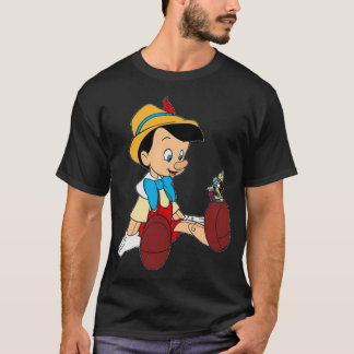 Pinochio en Talking Cricket Blue Sticker T-shirt