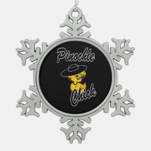 Pinochle Chick #4 Tin Sneeuwvlok Ornament