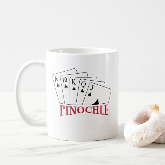 Pinochle-kaarten Koffiemok (Met donut)