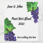 Pinot Noir druiven Wijnetiket Wijn Etiket (Enkel label)