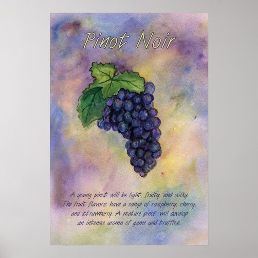 Pinot Noir Red Wine Grapes Art Print (Voorkant)