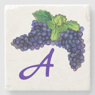 Pinot Noir Red Wine Grapes Custom Monogram Stenen Onderzetter