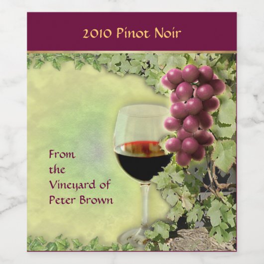 Pinot Noir Wijn Etiket (Enkel label)