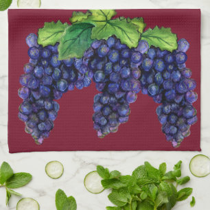 Pinot Red Wine Grapes Art Decor Kitchen Towels Theedoek