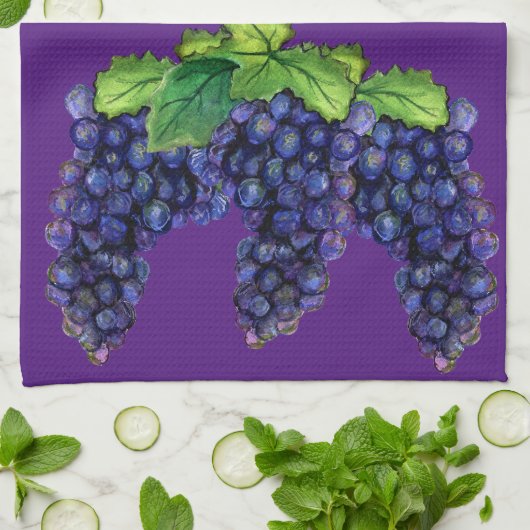 Pinot Red Wine Grapes Kitchen Towel Art Decor Theedoek (Gevouwen)