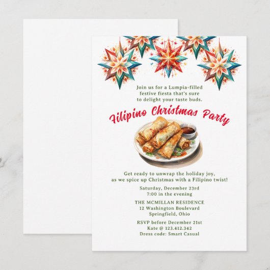 Pinoy Kerstfeest Lumpia Kaart (Voorkant / Achterkant)