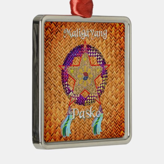 Pinoy Kerstparol Banig Lantern Metalen Ornament (Rechts)