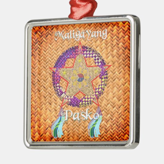 Pinoy Kerstparol Banig Lantern Metalen Ornament (Links)