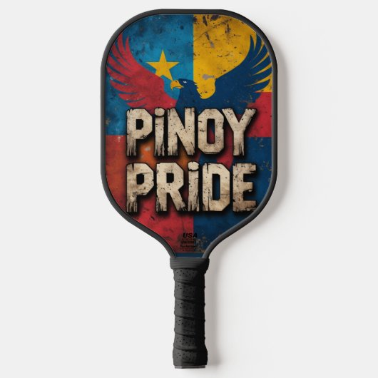 Pinoys trots pickleballpaddle met vintage vlag pickleball paddle (Voorkant)
