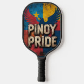 Pinoys trots pickleballpaddle met vintage vlag pickleball paddle (Achterkant)
