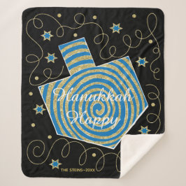 Pinrad Dreidel Sherpa Hanukkah Blanket/Medium Deken