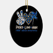 Pinrad Peace Love Hope Child Abuse Prevention Aw Keramisch Ornament (Rechts)