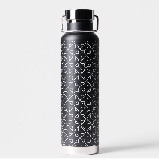 Pinrad Spiral White Abstract Line Pattern Waterfles (Achterkant)