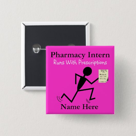 Pins Badge Roze Vierkante Button 5,1 Cm (Voorkant /achterkant)