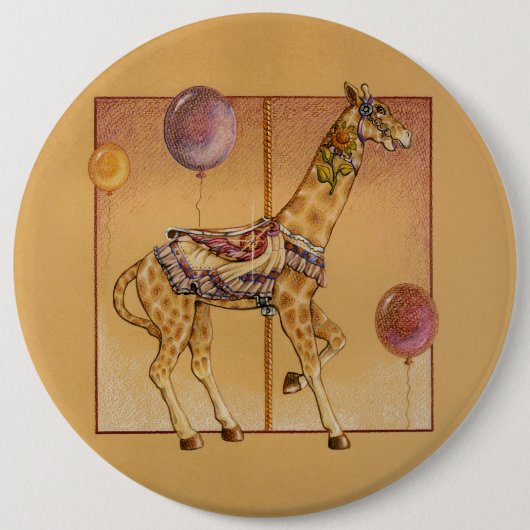 Pins, Buttonnen - CarrouselGiraffe Ronde Button 6,0 Cm (Voorkant)