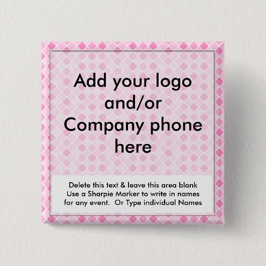 Pins Labels Pins voor roze Diamonds Event Business Vierkante Button 5,1 Cm (Voorkant)