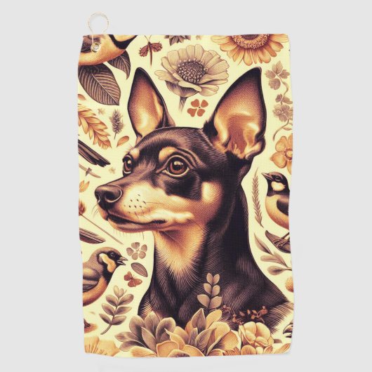 Pinscher Illustratie Golfhanddoek (Voorkant)