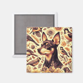  Pinscher Illustratie Magneet (Voorkant / Achterkant)
